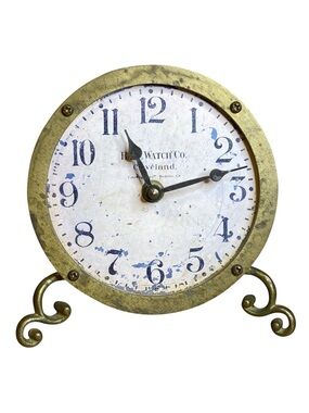 Timeworks Antique Vintage Brass Footed Battery Operated Clock